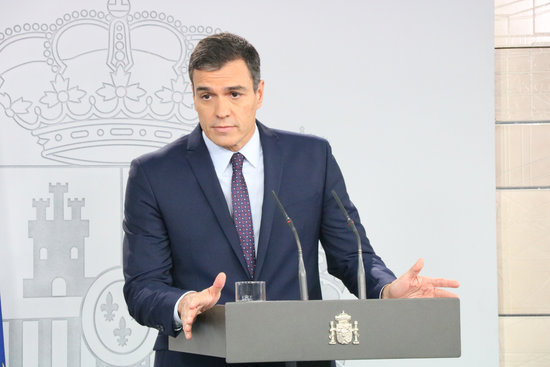 Spanish president Pedro Sánchez at a press conference to address the Supreme Court verdict (by Roger Pi de Cabanyes)